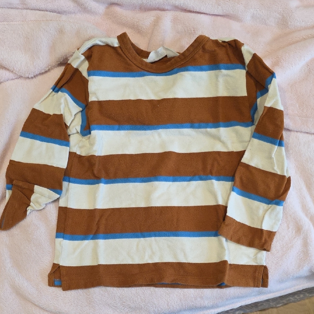 H&M Kids Long Sleeve Striped Tee - Brown, Blue, and Cream
